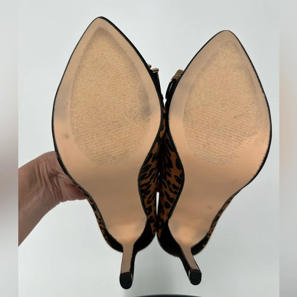 SHOE DAZZLE HEELS BLACK‎ CHEETAH QUEEN SLIP ON PUMPS, PADDED INSOLE, POINTED TOE